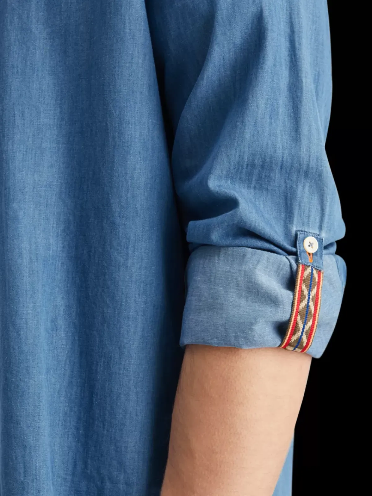 Clearance Smart indigo lightweight denim shirt with sleeve adjusters Shirts