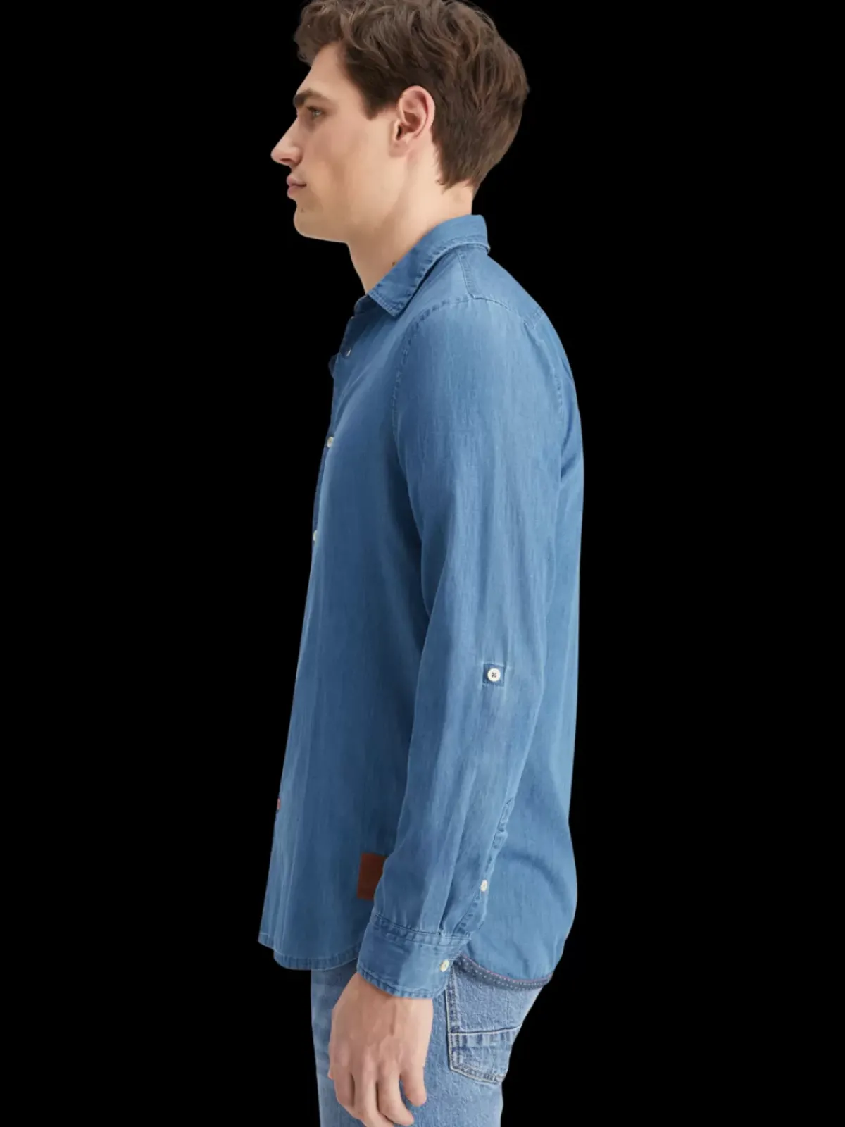 Clearance Smart indigo lightweight denim shirt with sleeve adjusters Shirts