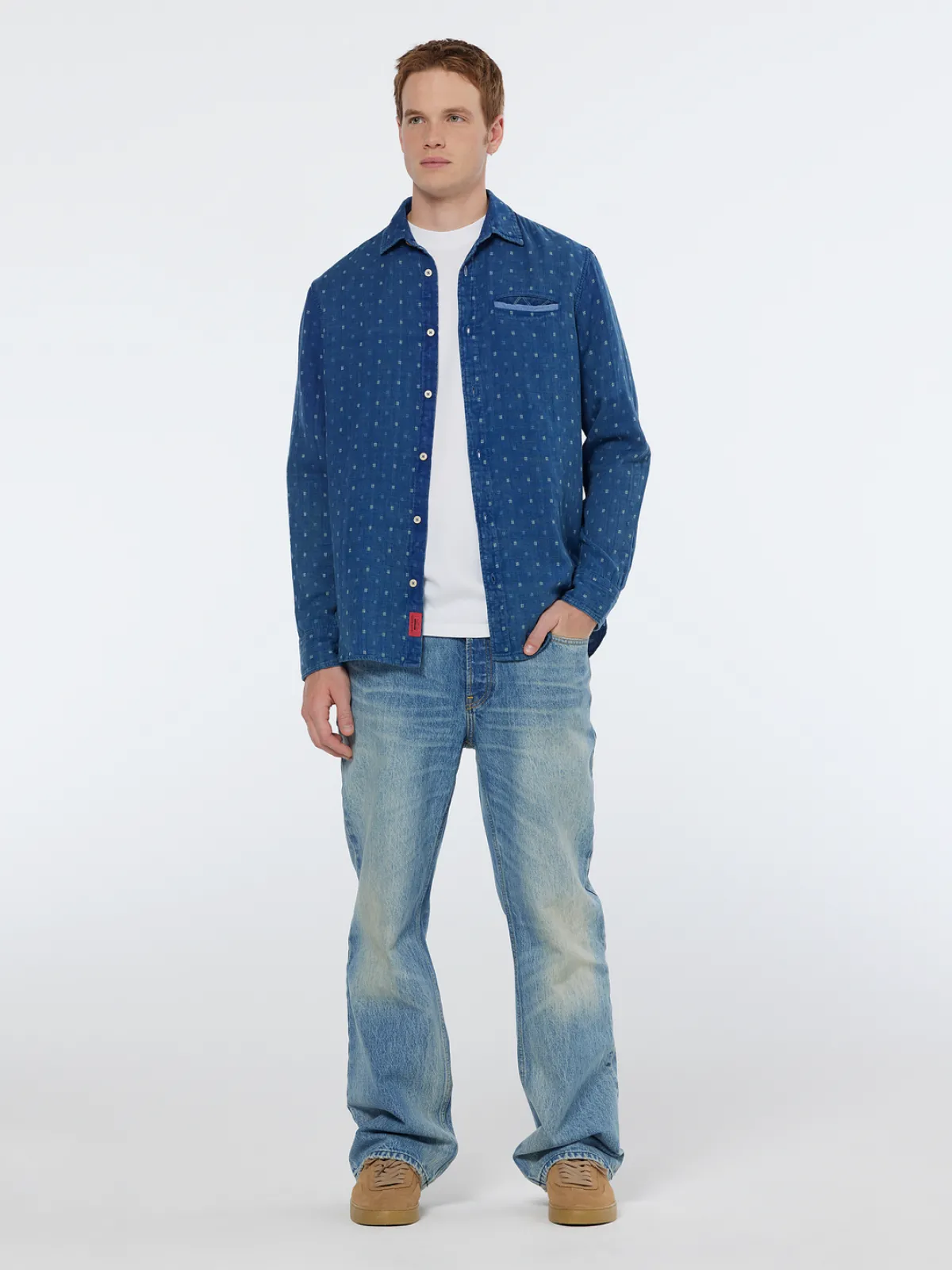 Online Special denim weave with wash effects shirt Shirts