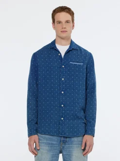 Online Special denim weave with wash effects shirt Shirts