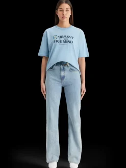 Hot SPRAYED ARTWORK BOYFRIEND FIT T-SHIRT Women Tops & T-shirts