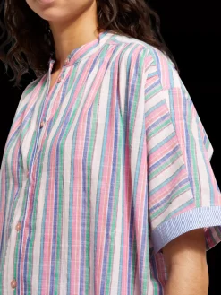 Clearance STRIPED OVERSIZED  BEACH SHIRT DRESS Women Dresses & Jumpsuits