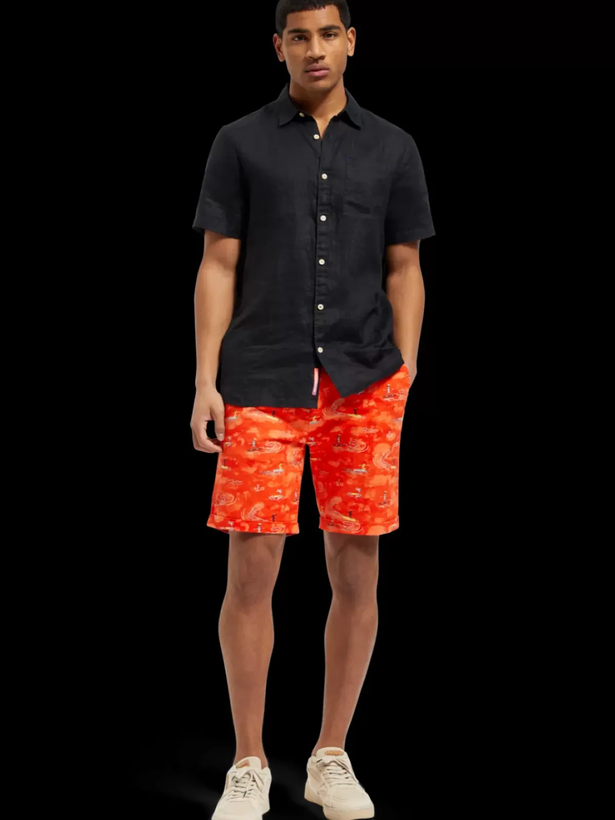 New Stuart- printed stretch-cotton chino short Shorts