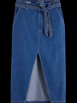 Clearance SUMMERY SKIRT WITH BELT - WASHED INDIGO Women Skirts & Shorts