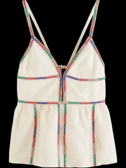 Fashion TANK TOP WITH COLOURFUL EMBROIDERY Women Tops & T-shirts