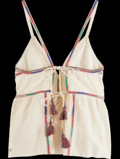 Fashion TANK TOP WITH COLOURFUL EMBROIDERY Women Tops & T-shirts