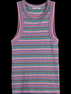 Hot TEXTURED STRIPE RACER TANK Women Tops & T-shirts