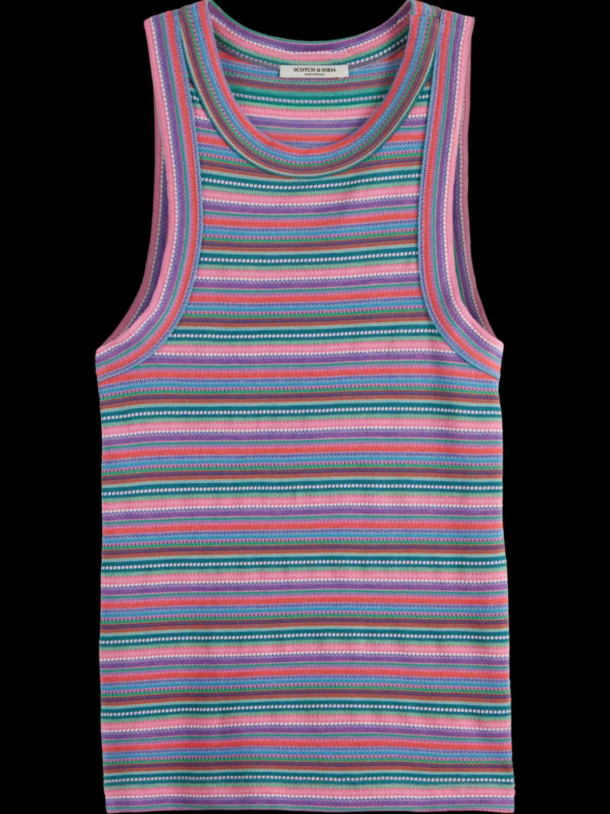 Hot TEXTURED STRIPE RACER TANK Women Tops & T-shirts