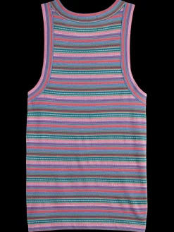 Hot TEXTURED STRIPE RACER TANK Women Tops & T-shirts