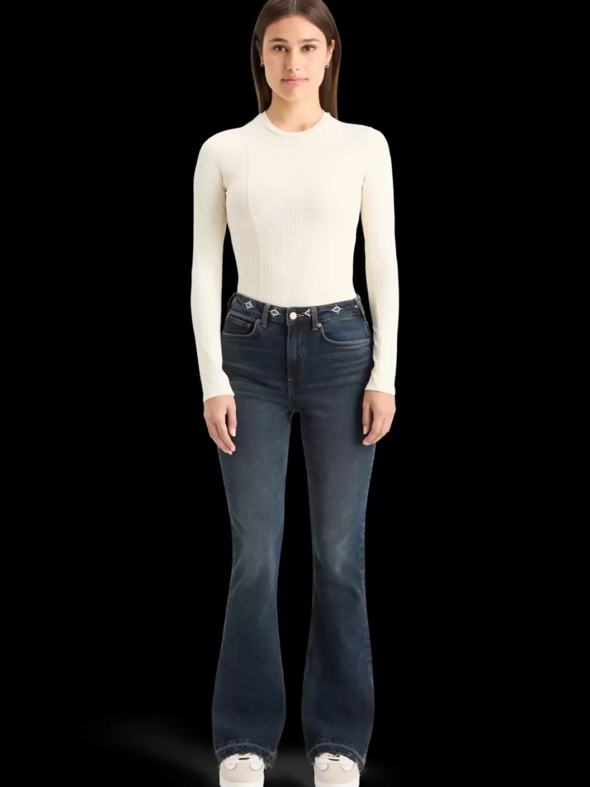 New THE CHARM FLARED JEANS WITH EMBROIDERY DETAILS - ROAD TRIP Women Jeans