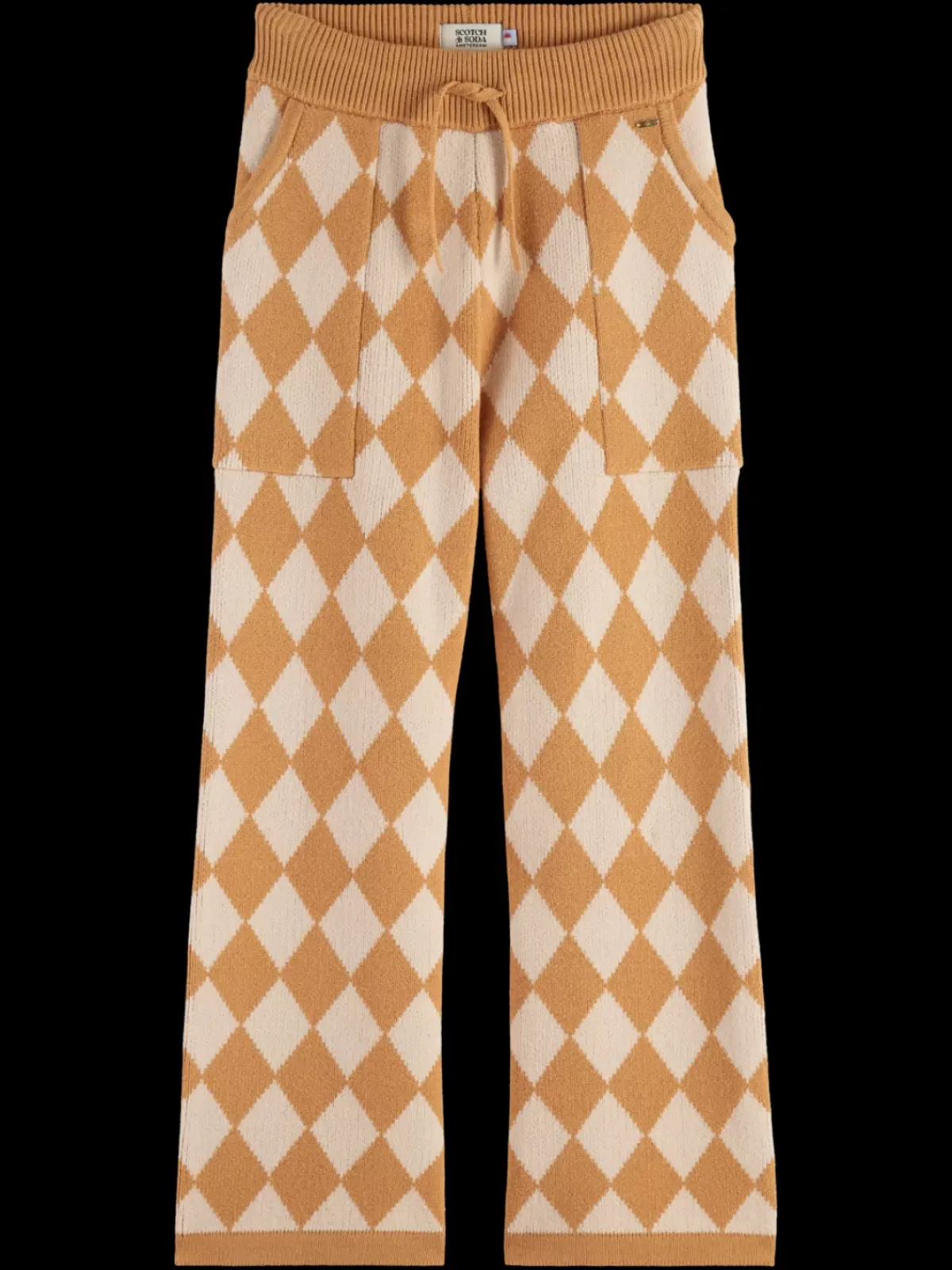 Sale TONAL CHECKERBOARD KNITTED STRAIGHT LEG PANT Kids Pants