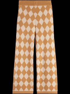 Sale TONAL CHECKERBOARD KNITTED STRAIGHT LEG PANT Kids Pants