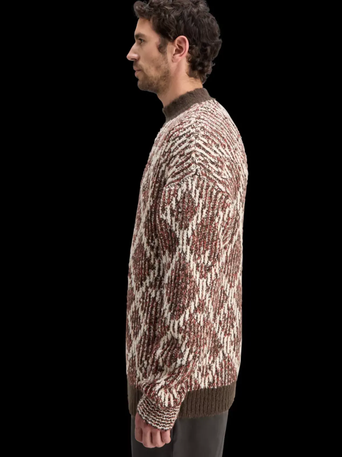 Online TURTLE NECK JACQUARD EXTRA DROPPED SHOULDER SWEATER Knitwear