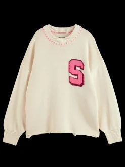 Hot Varsity oversized pullover Women Knitwear