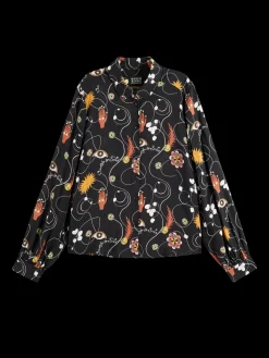 Fashion VISCOSE PRINTED BALLOON SLEEVE SHIRT Women Blouses & Shirts