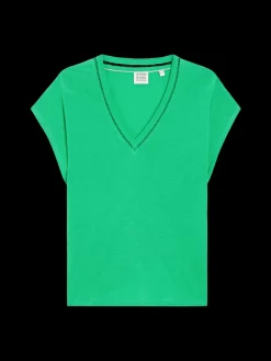 Online V-NECK LADDER DETAIL LOOSE FIT T-SHIRT Women Tops & T-shirts