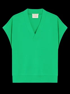 Clearance V-NECK SLEEVELESS MODAL SWEATSHIRT Women Tops & T-shirts|Sweatshirts & Hoodies