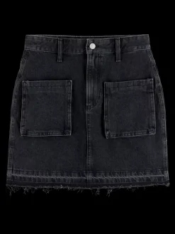 Clearance WASHED BLACK DENIM MINI SKIRT WITH CARGO POCKETS Women Skirts & Shorts