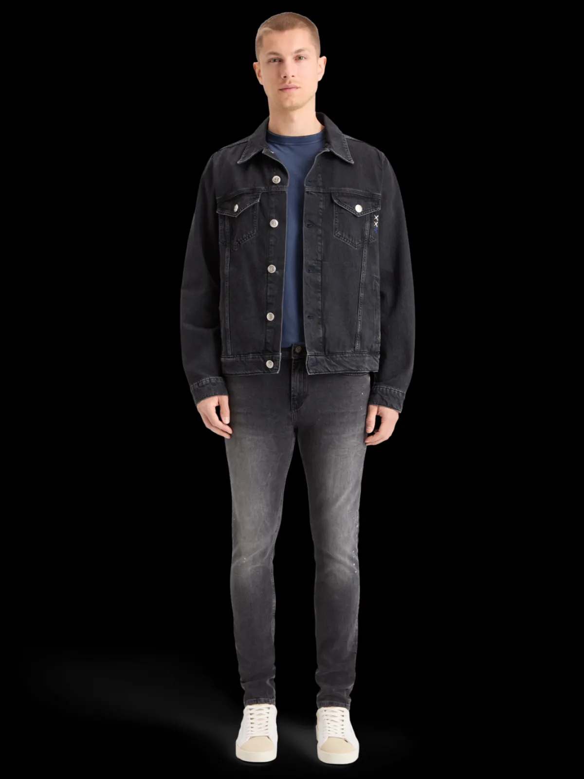 Hot WASHED BLACK DENIM TRUCKER JACKET Jackets & Coats