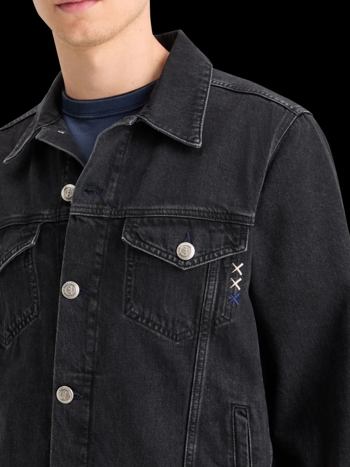 Hot WASHED BLACK DENIM TRUCKER JACKET Jackets & Coats