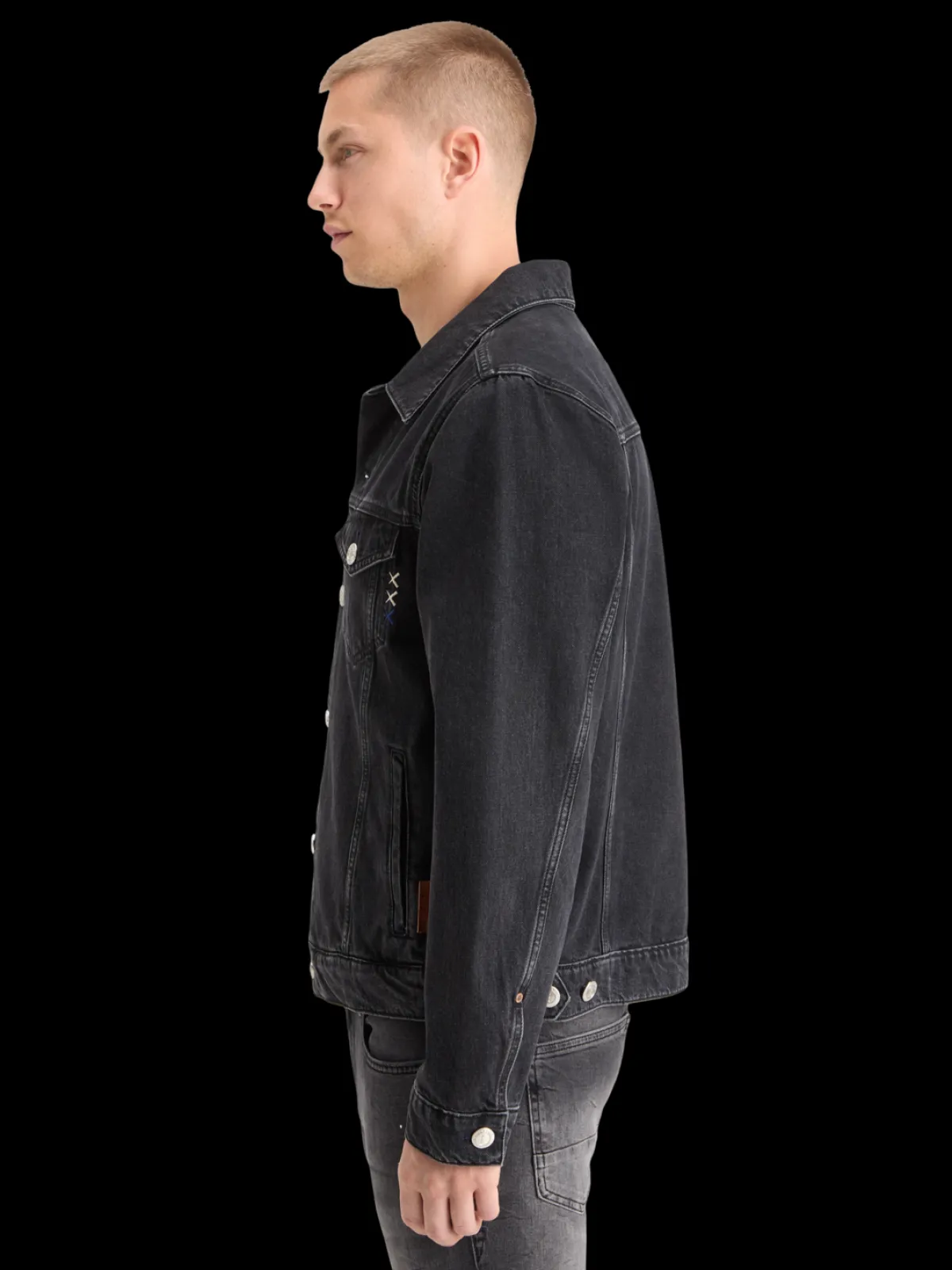Hot WASHED BLACK DENIM TRUCKER JACKET Jackets & Coats