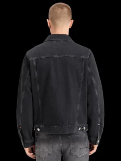 Hot WASHED BLACK DENIM TRUCKER JACKET Jackets & Coats