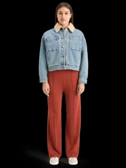 Hot WASHED DENIM JACKET WITH SHERPA DETAILS Women Jackets & Coats