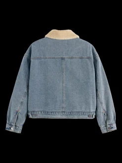 Hot WASHED DENIM JACKET WITH SHERPA DETAILS Women Jackets & Coats