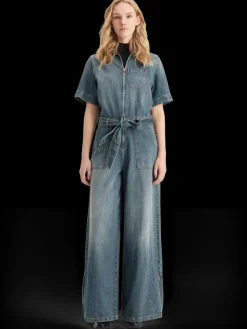 Outlet Washed denim workwear jumpsuit Women Dresses & Jumpsuits