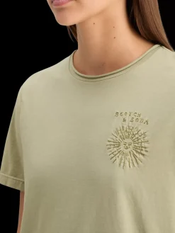 Clearance WASHED WITH CHEST ARTWORK RELAXED FIT T-SHIRT Women Tops & T-shirts