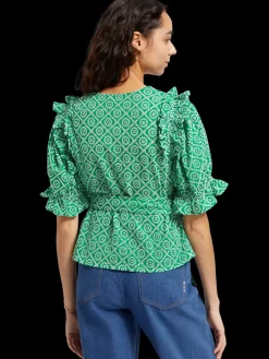 Outlet WRAP TOP WITH BRODERIE ANGLAISE Women Tops & T-shirts