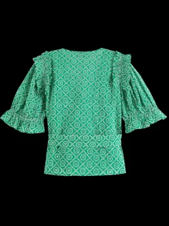 Outlet WRAP TOP WITH BRODERIE ANGLAISE Women Tops & T-shirts