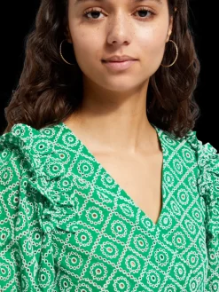 Outlet WRAP TOP WITH BRODERIE ANGLAISE Women Tops & T-shirts